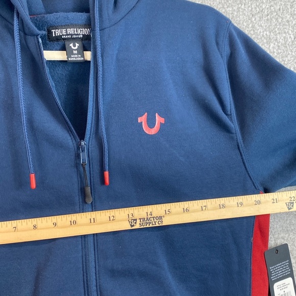 True Religion full zip hoodie M super soft large logo fleece lined casual Y2K - Picture 4 of 12